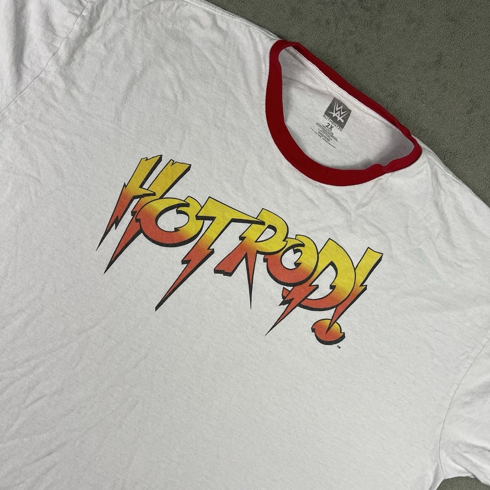 Hot Rod Rowdy Mens 2XL Roddy Piper White Red Ringer T-Shirt WWE WWF